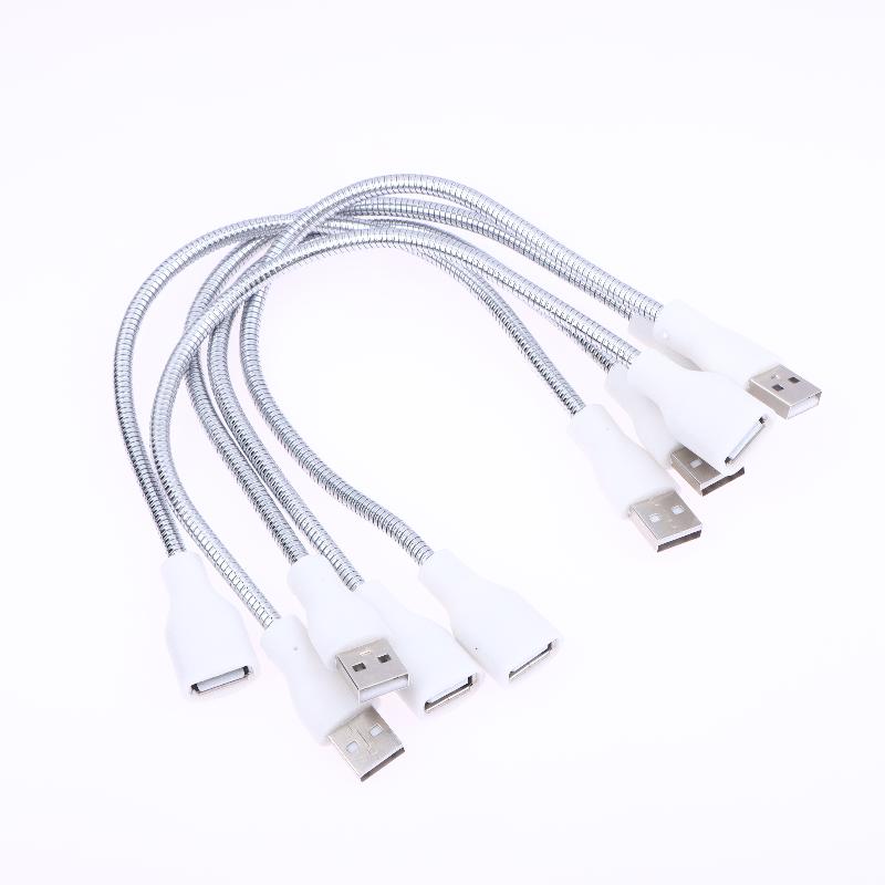 Przedłużacz USB z lampką LED i wentylatorem Zasilacz Adapter Kabel męski na żeński Elastyczny przewód w metalowym oplocie Do lampki biurkowej Lampki nocnej