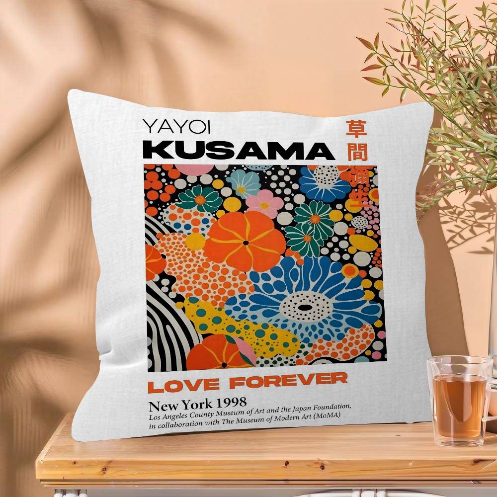 Yayoi Kusama Japanese Abstract Cushion Cover Pillowcase Upholstery Sofa Throw Pillow Home Decor Pillowcas