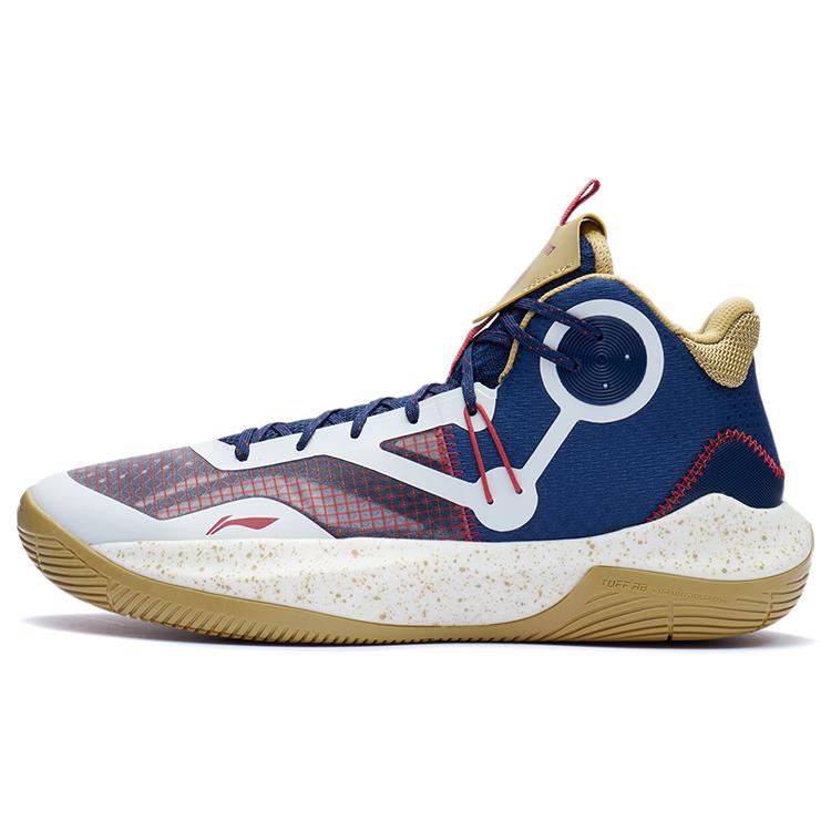 

LINING Sonic 9 Team Basketball Shoes Men Mid Top Royal Blue/White/Almond Yellow 41.5