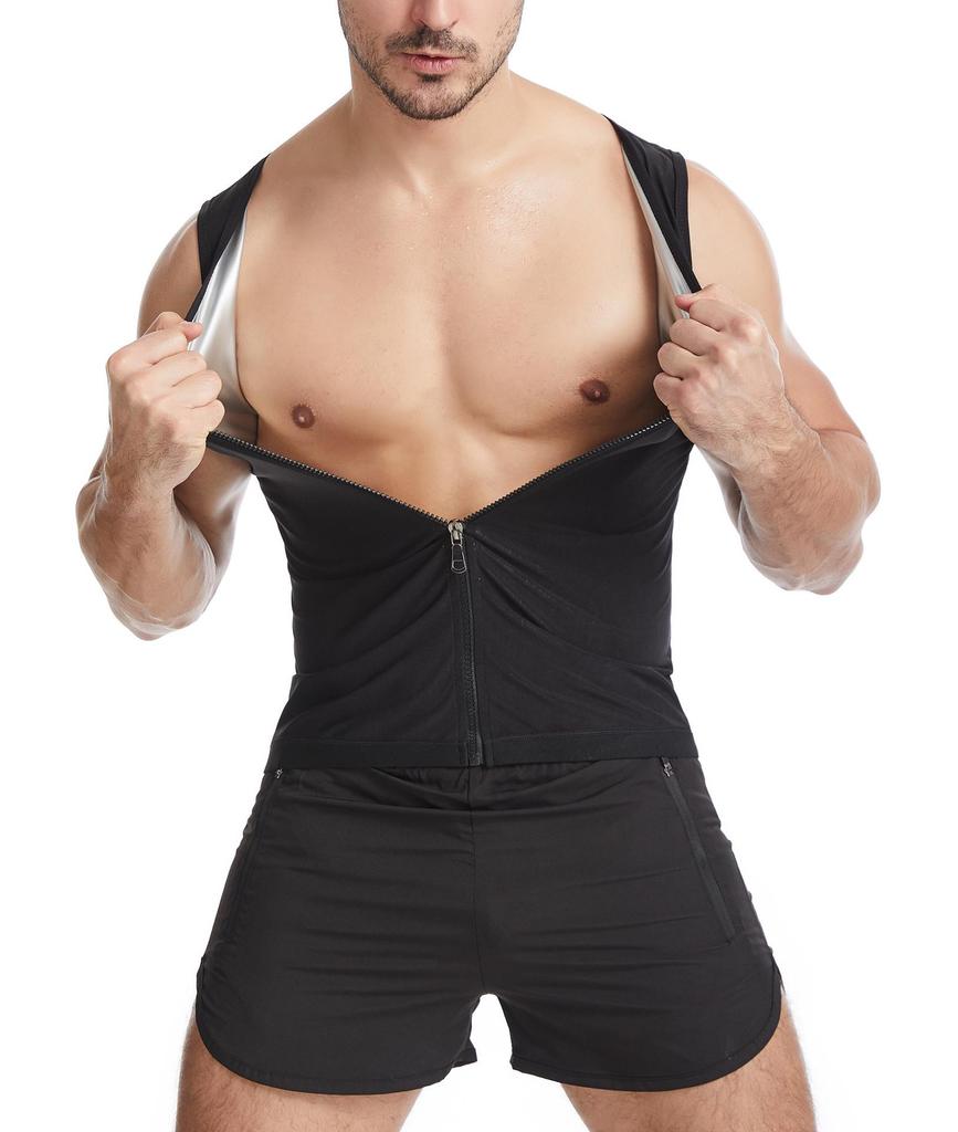 Schweißableitende Reißverschluss Bauchkontrolle Herren Fitness Shaper Weste