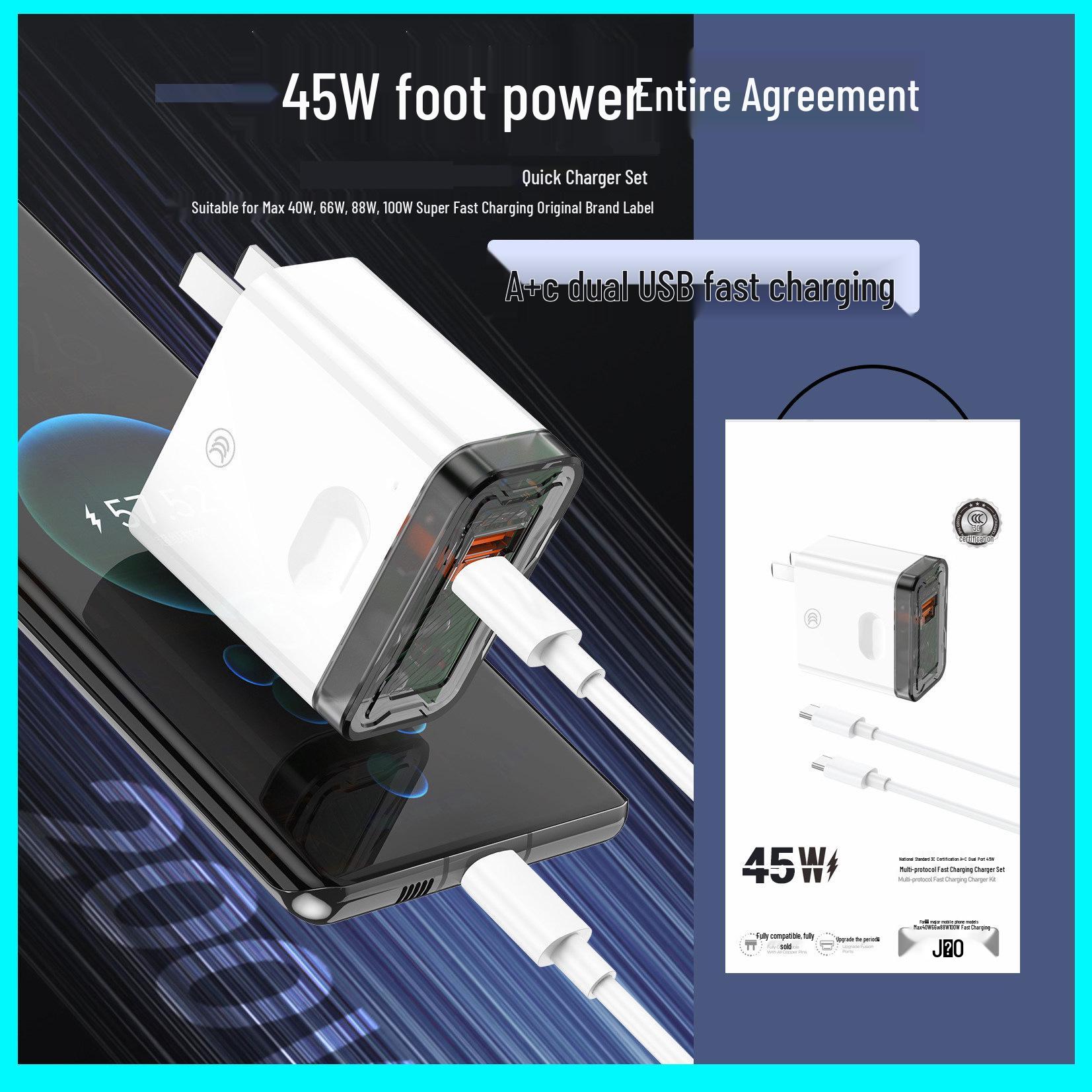

Dual-Port 45W GaN Charger for Huawei Mate70 Pro & Laptops Without packaging