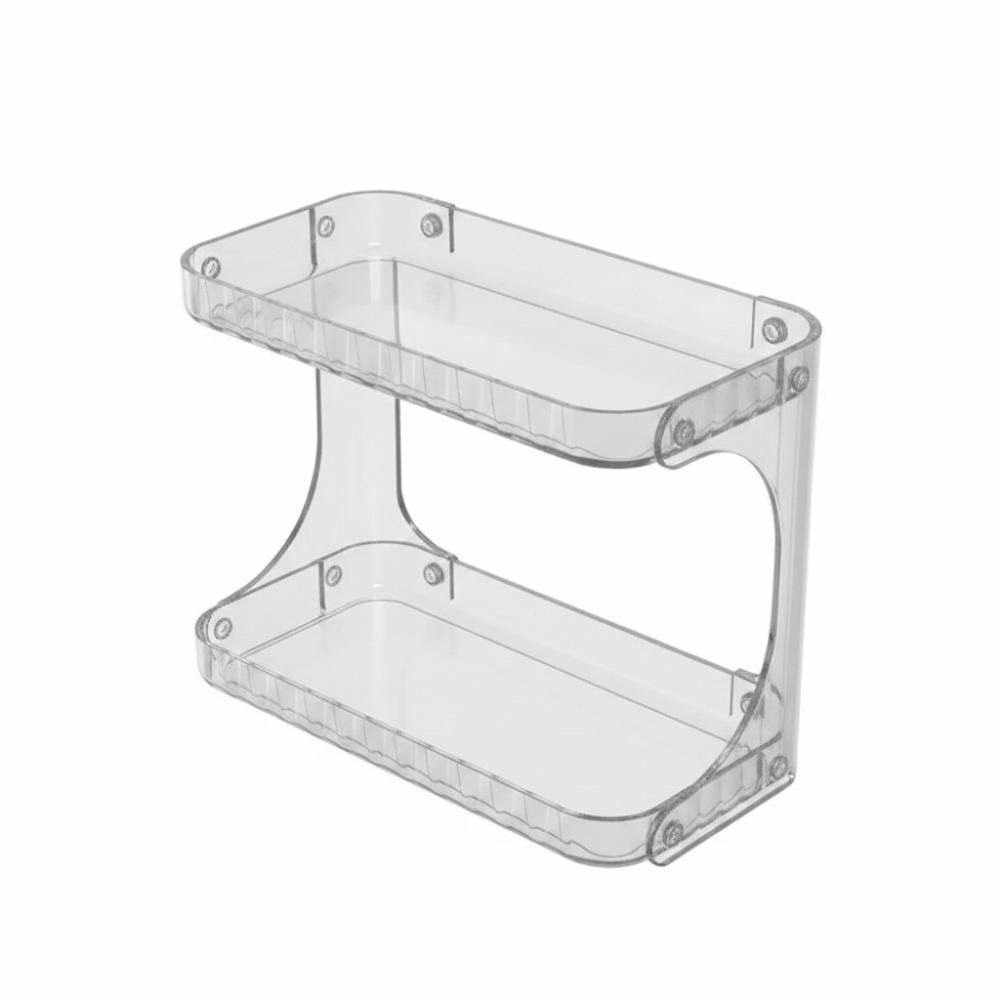 Double Layer Desktop Storage Shelf Transparent Kitchen Storage Box Desktop Placement