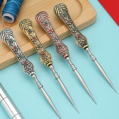 Metal Vintage Sewing Awl Hand Stitch DIY Craft Leather Punch Hole Awl Needlework Accessories Hole Punching Stitching