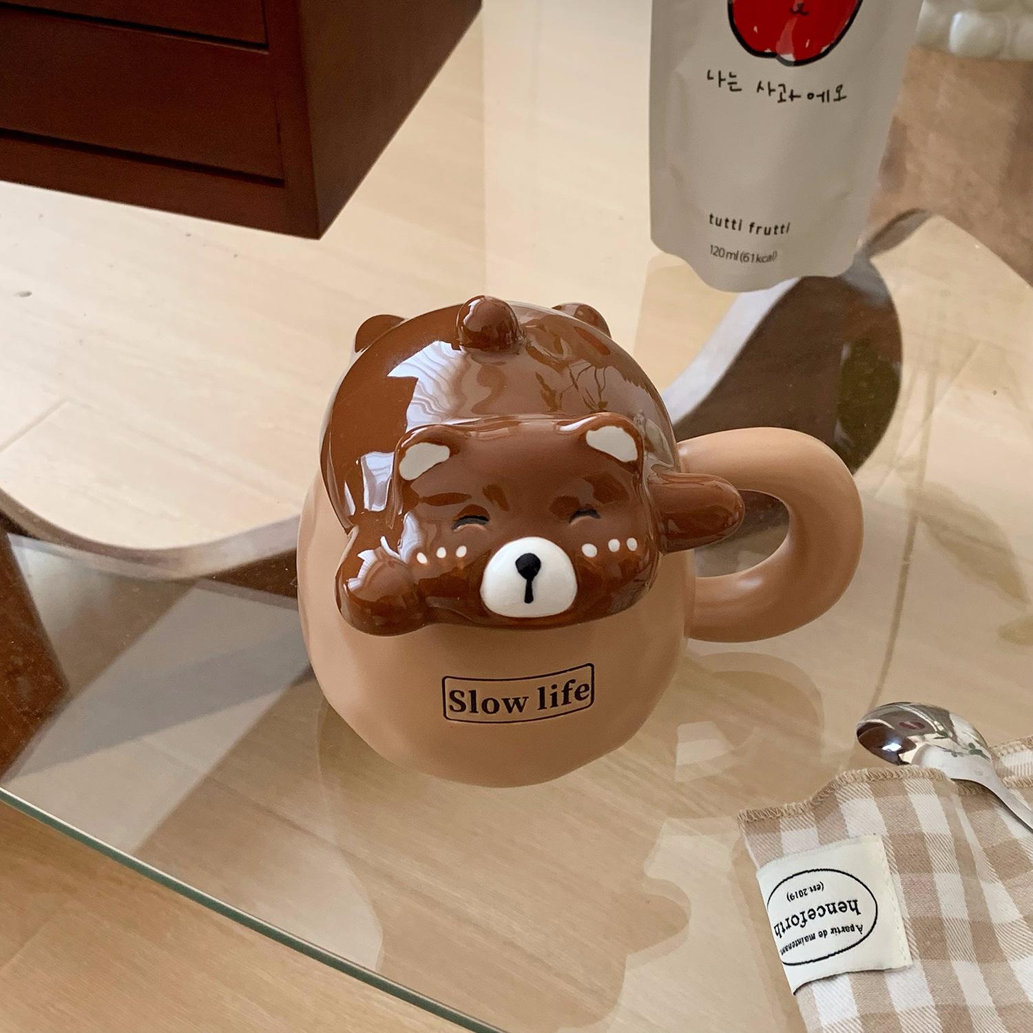 

Кружка с крышкой Милая чашка для воды Пара Креативная чашка из керамики Высокого вида Подарок на день рождения для лучшего друга, девушки 301-400ml