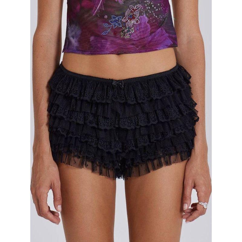 Lotus Leaf Edge Sexy Low Waist Shorts Pure Color Ruffles Sexy Low Waisted Shorts
