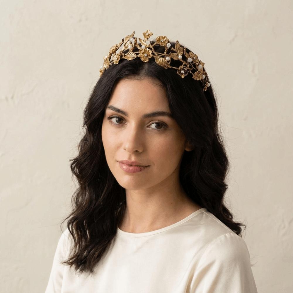 Elegant Alloy Bridal Tiaras Rhinestone Sparkling Queen Princess Crown Flower Hair Accessories Prom Diadem Wedding