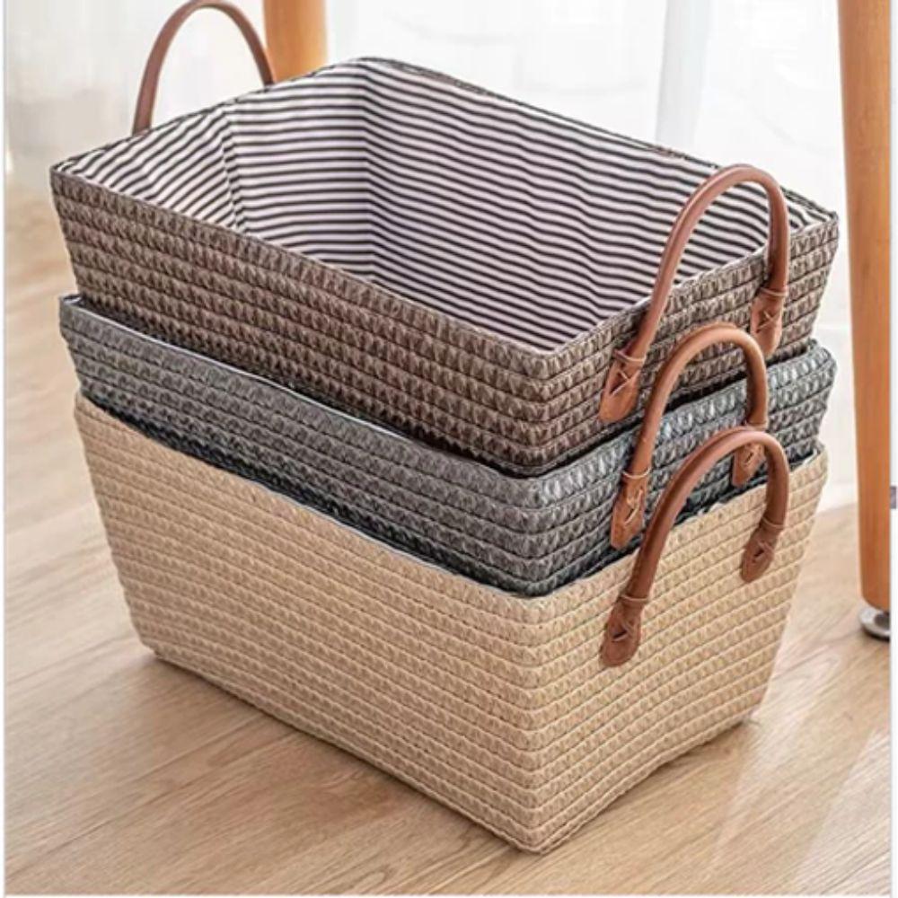 with Handle Clothes Organizer Box Straw Storage Basket High Quality Snack Container  Bathroom