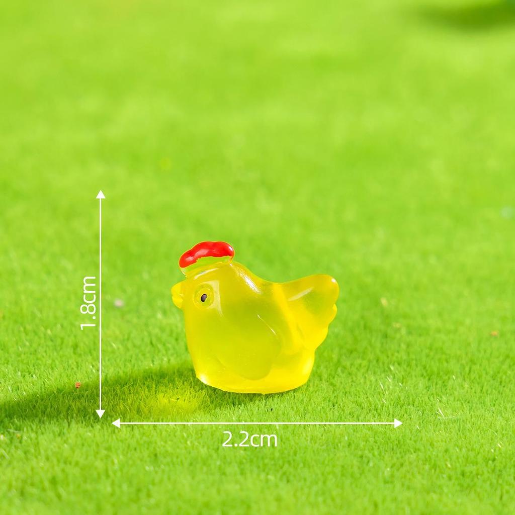 Luminous Rooster Resin Ornament: Colorful Small Animal Desktop Decor