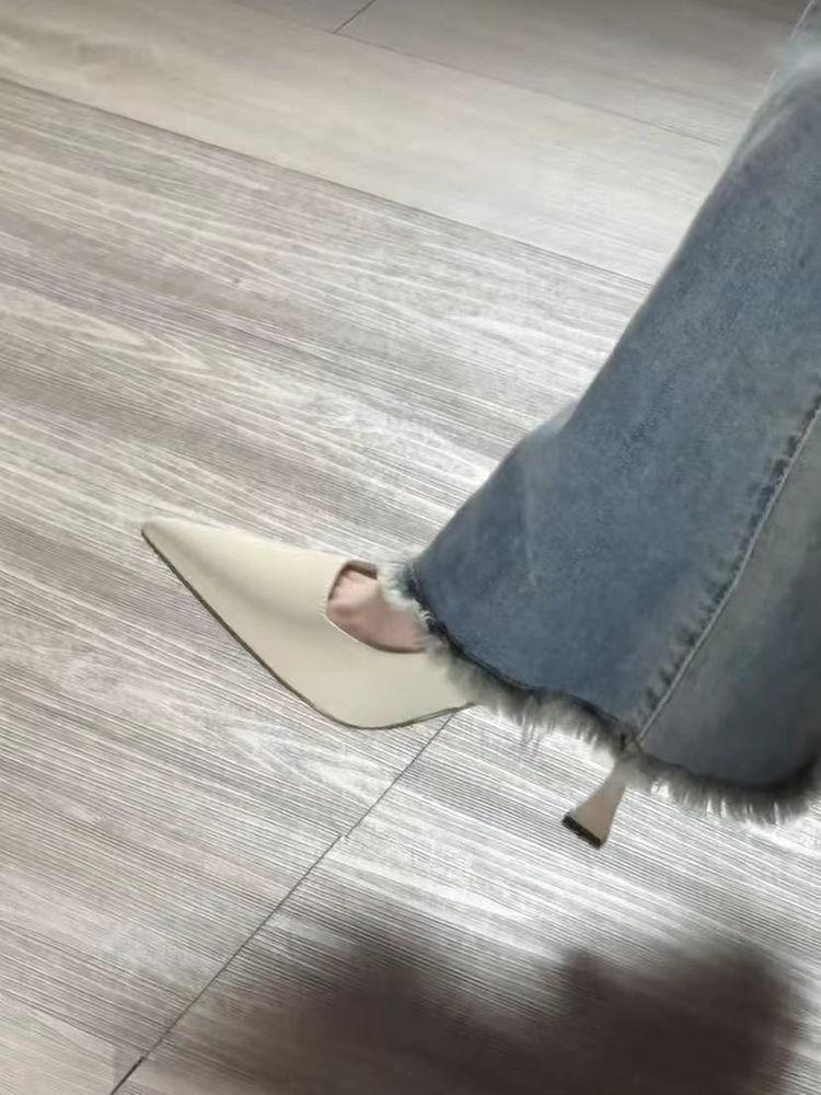 Französische Riemchenpumps schwarze spitze High Heels 2025 Frühling und Sommer Explosion Feenstil Einzelschuhe Sandalen Damen schwarz