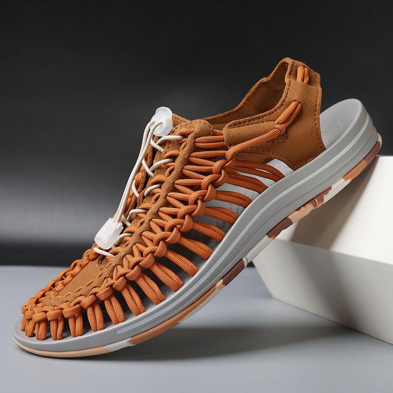 Foreign Trade Wish Summer New Woven Sandals Men's Shoes Trend Large Size Outdoor Beach Shoes Multi-color Couple Shoes