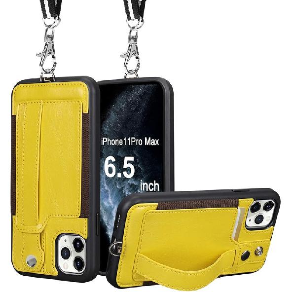 TOOVREN Phone Cover for iPhone 11 Pro Max Wallet Case with Card Holder PU Leather Kickstand Fits iPhone 11 Pro Max Case with Strap Stand Adjustable Case For iPhone 11 Pro Ma жёлтый