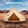 VEVOR Canvas Bell Tent, 4 Seasons 4 m/13.12 ft Yurt Tent, Canvas Tent for Camping with Stove Jack, Breathable Tent Holds up to 6 People
