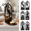 Bat Shaped Tea Light Holder Halloween Candle Holder Gothic Hollow Silhouette for Lights Dark Stand Style Pumpkin Ghost Cat Tabletop Fireplace Party