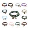 Tree Charm Bracelet Set Agates Bead  Stone Bracelets for Women Man Leaf Pendant Bangles Jewelry Gift