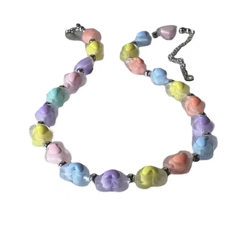 

Candy color love necklace summer collarbone chain light luxury niche new popular neck chain accessories tide