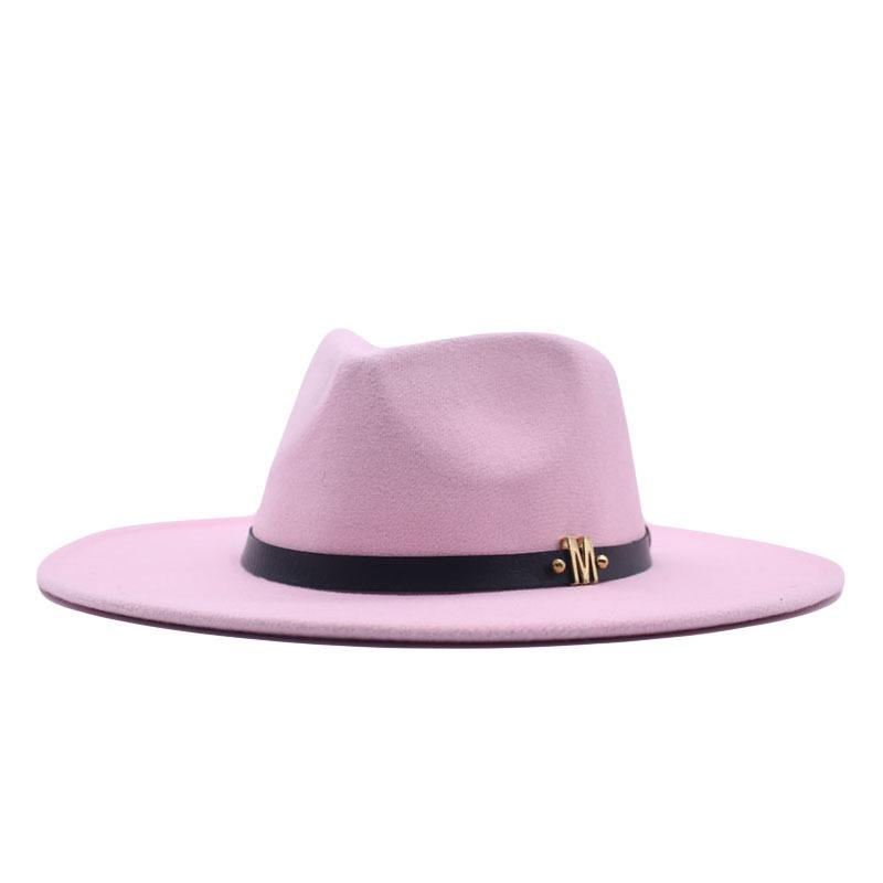 Europe, America, Autumn and Winter New M Standard Big Eaves Peach Heart Concave Convex Top Fashion Flat Top Hat Women's Woolen Jazz Hat