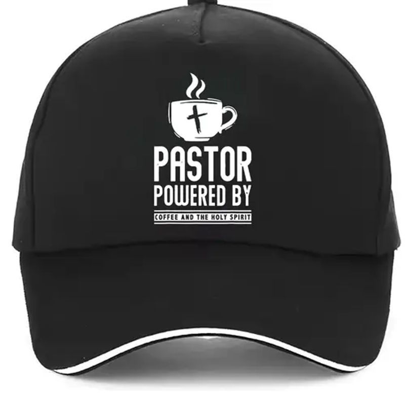 Кепка бейсболка  Пастор, заряженный кофе и Святым Духом , регулируемая, полиэстер, повседневная кепка, подарки для служения One Size