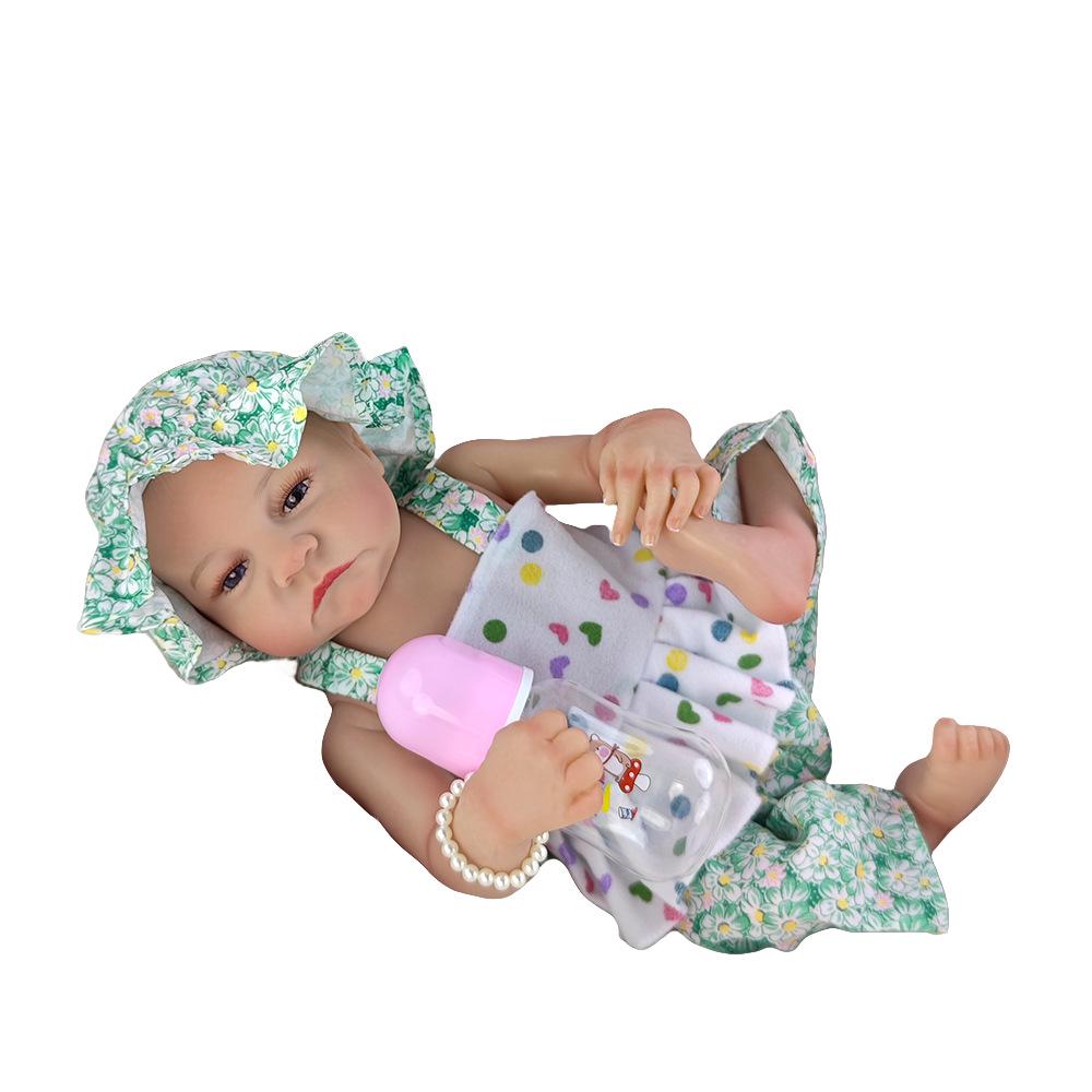 46cm Reborn Simulation Girl Doll with Hand-Painted Hair - Children's Soft Enamel 3D Skin Doll Companion Gift