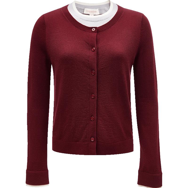 Veromoda Faux Two-Piece Color-Block Knit Sweater