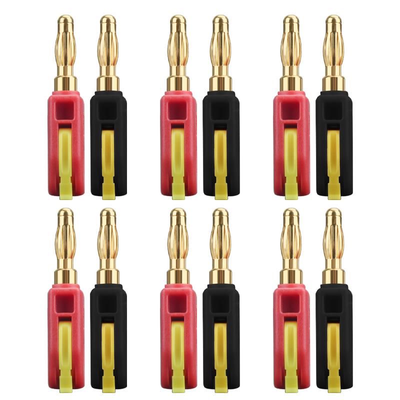 HHDZI 4mm Solderless Banana Plug Quick Push Type Audio Speaker Terminal High Temp Flame Retardant Nylon Shell Gold Plated PinGood Product