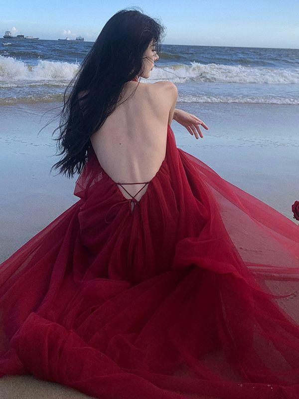 Älva Nätklänning Rygglös Klänning Bröllops Skål Klänning Gå Ut Brudgarn Morgonrock Dam Lång Klänning