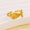 Women's Ocean Resort Style Small Fish Open Ring - Retro Baroque Stainless Steel Jewelry
