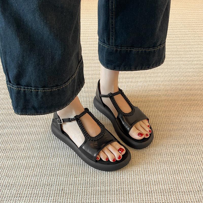 Super Textured~ Retro Woven Flat-soled Sandals for Women with a Bag Heel and a Soft Sole, Summer Roman Sandals Are Not Tired.