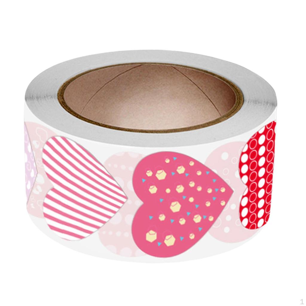 500 Pieces heart Stickers Roll Decoration 8 Patterns labels for Scrapbooking DIY Crafts Theme