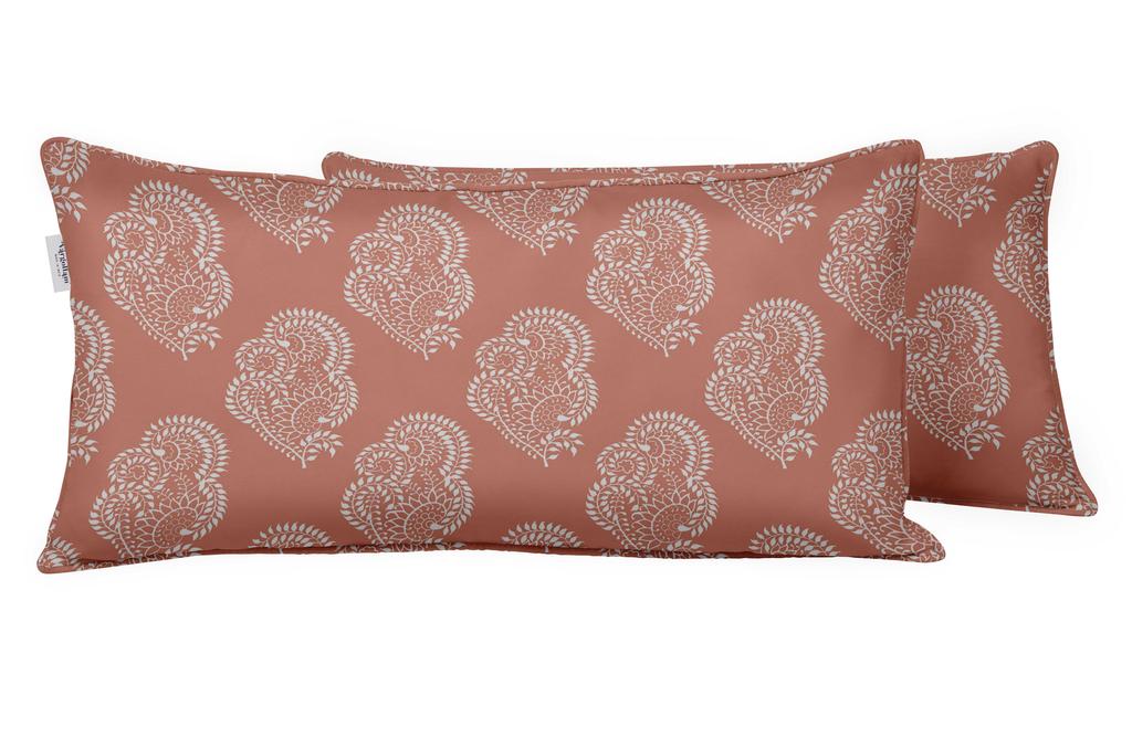 Vargottam Indoor Outdoor Polyester Fabric Lumbar Pillow Cover With Insert, All-Weather Waterproof Rectangular Cushion for Patio Furniture