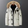 Mens Winter Short To Mid-Length Hooded Down Jacket Warm Outdoor Parka With Detail Black White Red