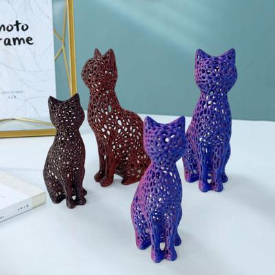 Hohle Katzenstatue Sammlerstück 3D-gedruckte Katzenfigur Heim Büro Tischplatte