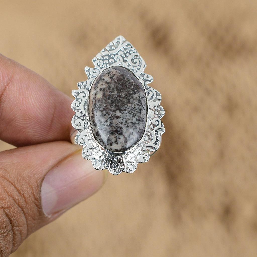 Mothers Day Sale Honey Dendrite Opal Gemstone Sterling Silver Promise Boho Ring