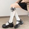 Schleife Röhrensocken Damen Frühling und Herbst Schwarz und Weiß JK Lolita Wadenstrümpfe Japanische Mädchen College-Stil Kniestrümpfe