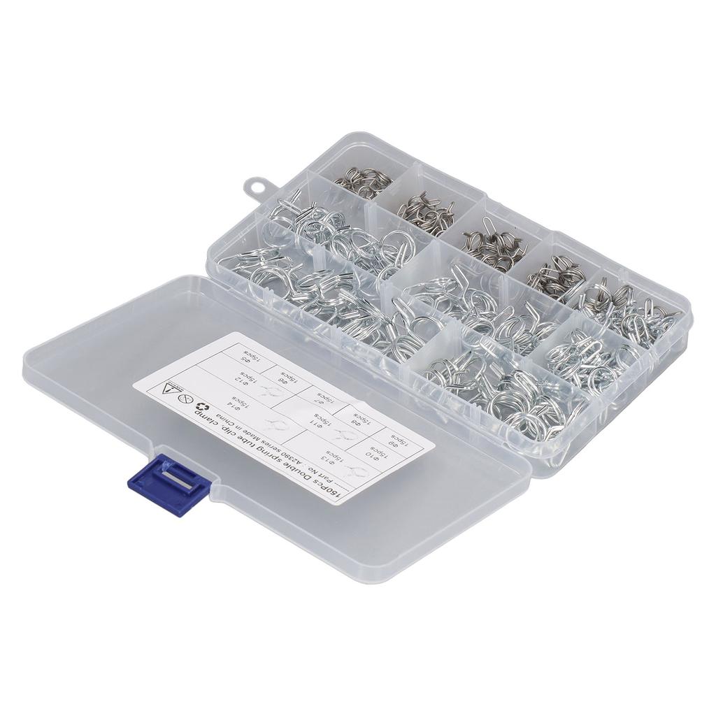 150Pcs Double Wire Spring Tube Clip High Hardness Corrosion Resistance Hose Clamp for Farm
