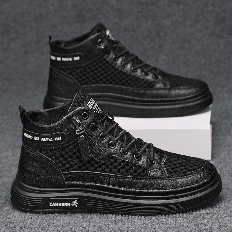 

Big net high-top board shoes men s hollow breathable versatile casual mesh trendy shoes student spring 2025 men s shoes 39