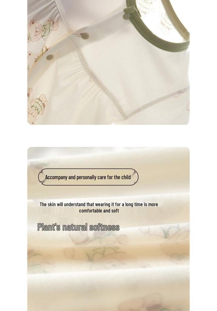 Cheng Bao Summer Baby Bodysuit Short Sleeve Modal Newborn Romper Pajamas