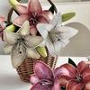 20inch Artificial Lily Flower Fake Real Touch Lily with 2 Heads Blooms 2 Buds for Home Office Decor Wedding Party Spring Table