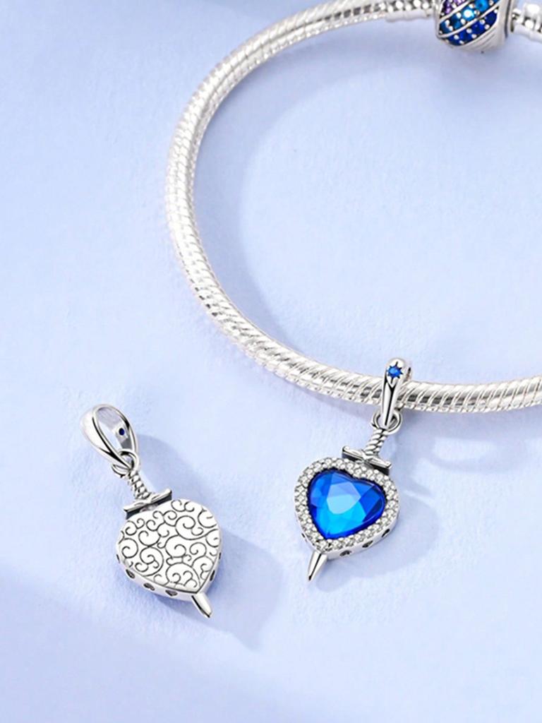 Copper Plated Original Charms Blue Valentine'S Day Love Beads Fit Bracelet Women'S Jewelry Gift