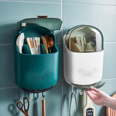 Creative Dish Drainer Holder Wall-mounted Compartment Chopsticks Basket Spoon Fork Tableware Storage Box Kitchen Accessories