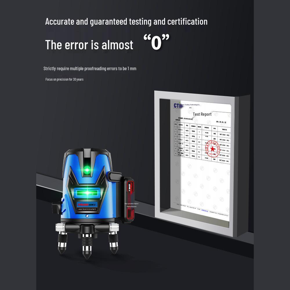 High-Precision Outdoor Laser Level with Green/Blue Light, 2/5 Lines, Automatic Leveling
