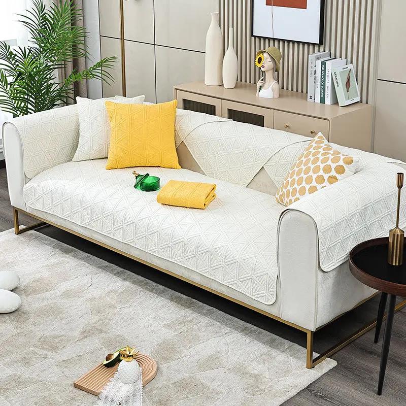 

Сплошной цвет минималистичный диван-полотенце сезонный универсальный стеганый противоскользящий коврик для дивана удобный дышащий пылезащитный чехол для дивана