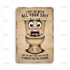 Vintage Badkamer Decoratie Poster Metalen Blikbord Toilet Met Ogen En Mond Metalen Borden voor Toilet Huis Muurkunst Decoratie Accessoires
