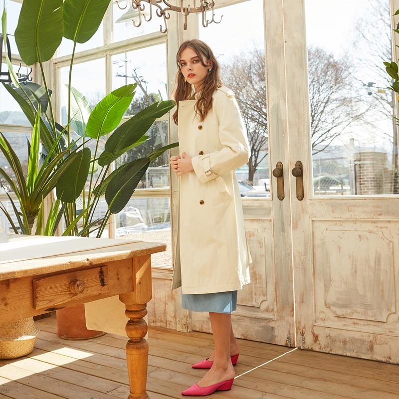 Pinblack Cotton Trench Coat Ivory