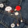 Cartoon Sports Badge Set: Basketball, Badminton & Table Tennis Brooch with Leash Corsage