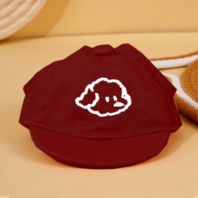 

Регулируемая солнцезащитная шляпа для собаки с вышивкой мультяшной собаки, подходит для кошек и собак средних и маленьких размеров. Солнцезащитный и водонепроницаемый One size вино красного