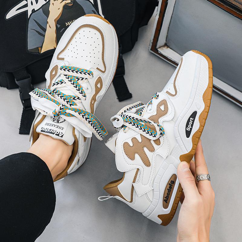 Scarpe da Uomo Senso Senior di Gioventù Sport e Tempo Libero Scarpe da Skate Fondo Spesso Rialzanti Cento Piccole Scarpe Bianche da Papà