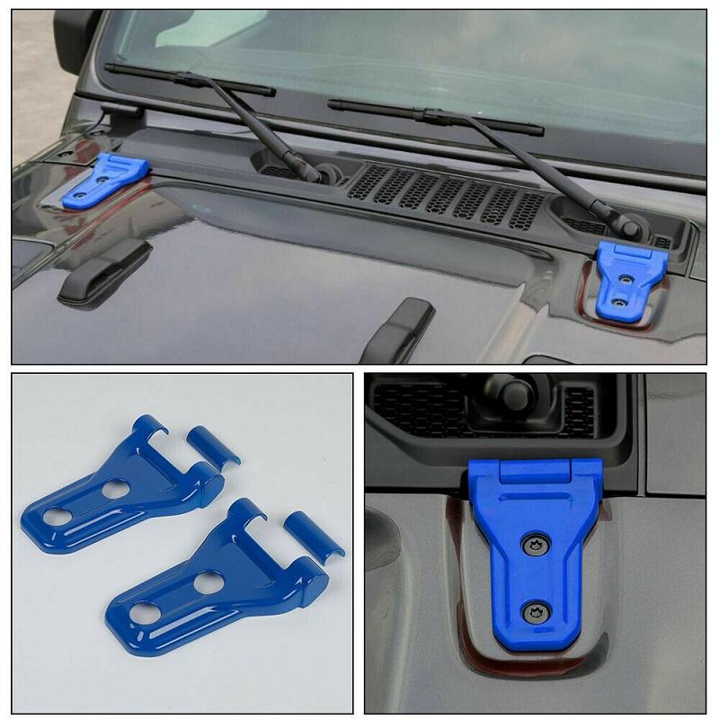 2PCS Car Hood Engine Hinge Cover Trim Black ABS For Jeep Wrangler JL 2018 2019 2020 2024 2024 2024 Car Accessories