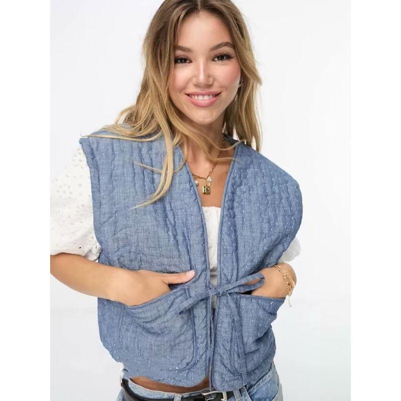 Vintage Patchwork Floral Thin Cotton Waistcoat Vest