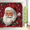 JY01Christmas Cute Snowman Shower Curtains Santa Claus Winter Snowflake Snow Scenery Cedar Reindeer Xmas Bathroom Decor With H@1