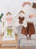 Girls' Bow Dot Summer Short Sleeve Two-Piece Set